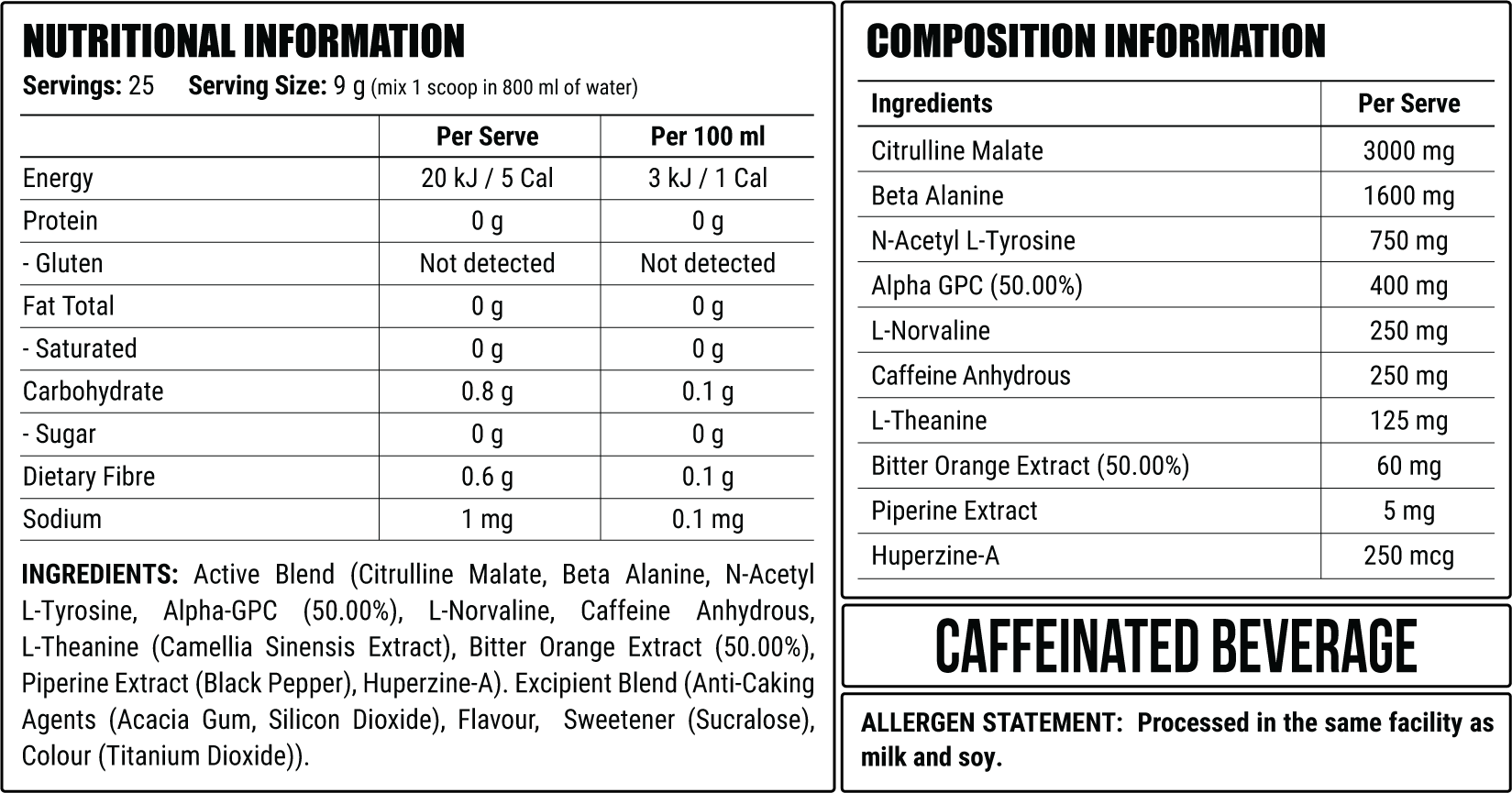 White Snow nutrition information