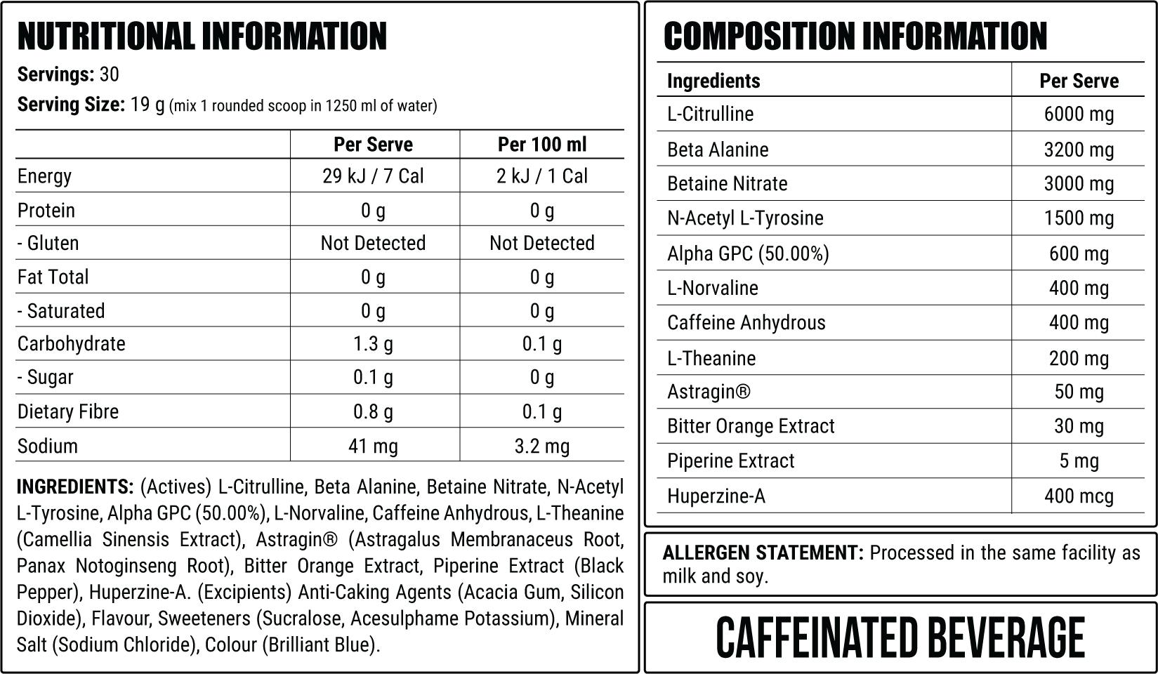 Arctic Frost nutrition information