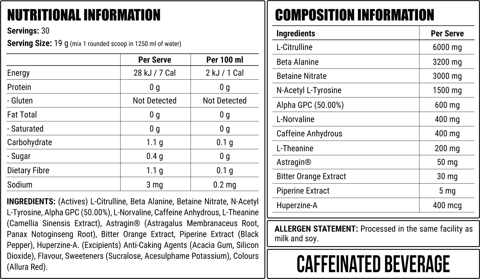 Crimson Tide nutrition information
