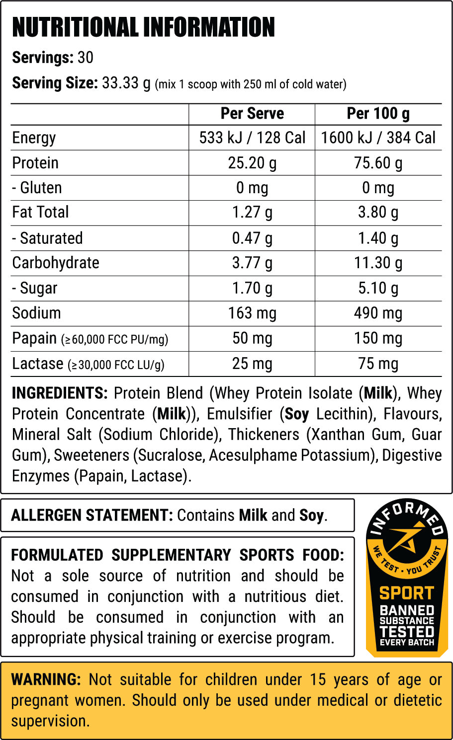 Vanilla Bean nutrition information