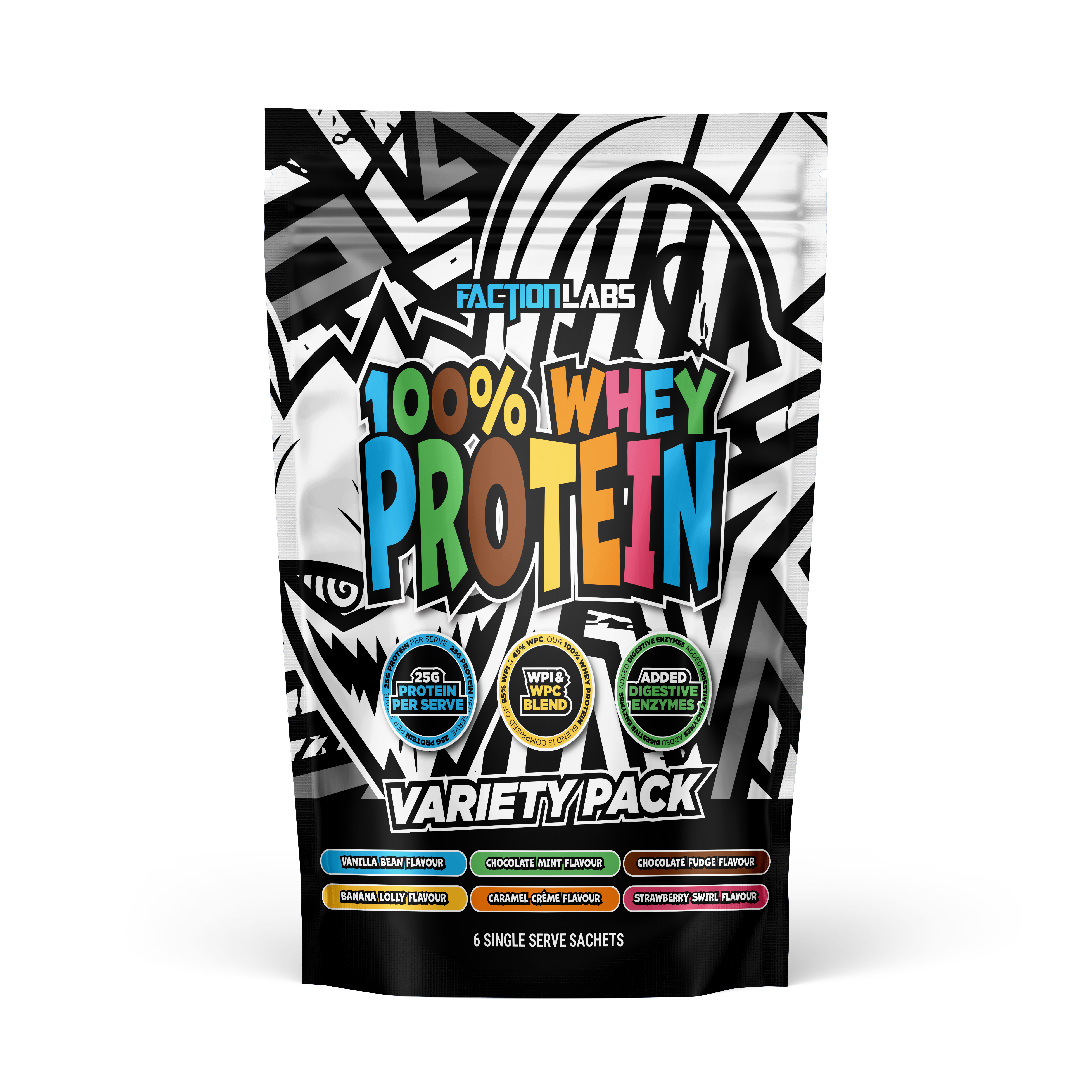 100% Whey Protein - 6 Single Serve Sachets - Variety Pack