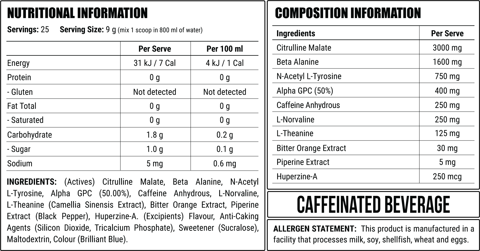 Aqua Splash nutrition information
