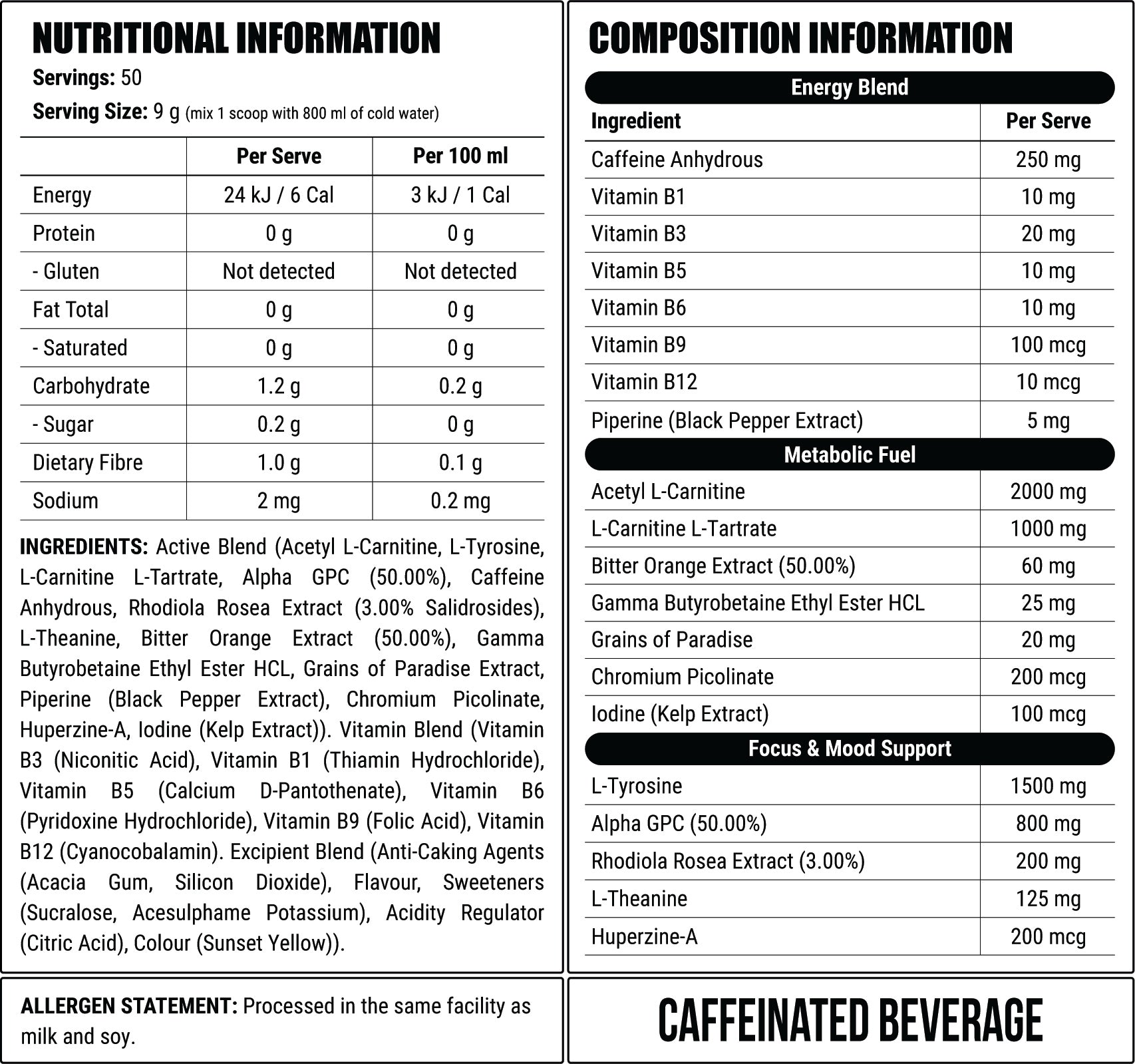 Mango Nectar nutrition information