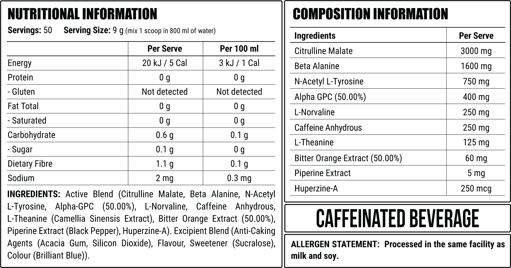 Blue Pearl nutrition information