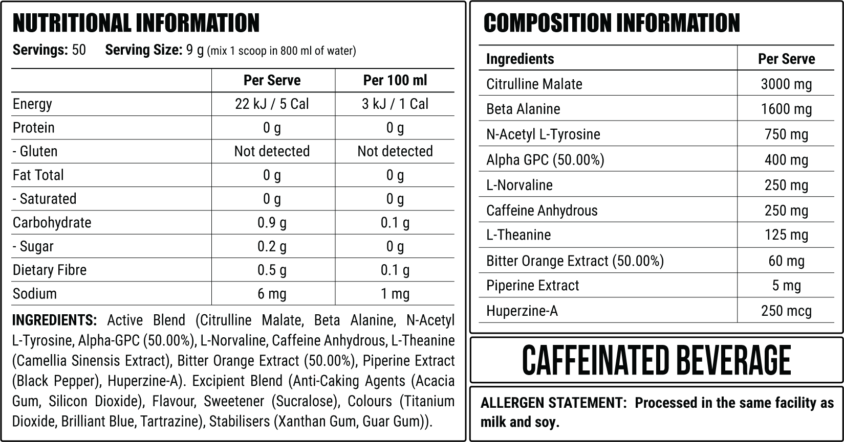 Rainbow Warrior nutrition information